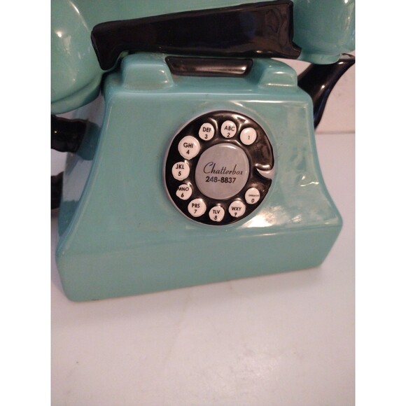 Giftcraft Chatterbox Rotary Phone Shape Ceramic Teapot Turquoise & Black - Picture 6 of 11